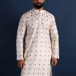 Lightpole Men Quirky Thread Work Handloom Pathani Kurta-picture-29