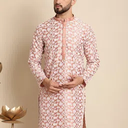 Anouk Floral Embroidered Thread Work Mandarin Collar Kurta-picture-14