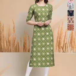 7Threads Selection Of 6 Ethnic Motifs Printed Round Neck Straight Kurtas-picture-25