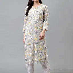 Seva Chikan Floral Embroidered Lucknowi Chikankari Kurta-picture-36