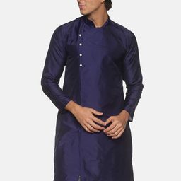 Sethukrishna Men Navy Blue Handloom Kurta-picture-20