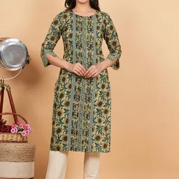 Vbuyz Floral Printed Round Neck Straight Kurta-picture-17