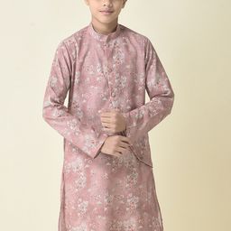 TABARD Boys Mandarin Collar Floral Printed Straight Fit Cotton Kurta-picture-40