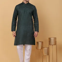 KRAFT INDIA Men Striped Flared Sleeves Thread Work Kurta-picture-36