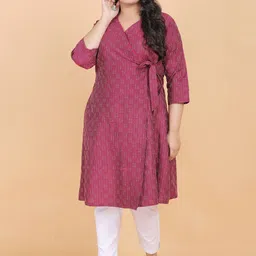 LastInch Women Wine Cotton Wrap Style Kurta-picture-18