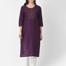 Span Floral Yoke Design Thread Work Silk Straight Kurta-picture-18