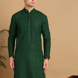 FUBAR Ethnic Motif Embroidered Sequined Straight Kurta-picture-25