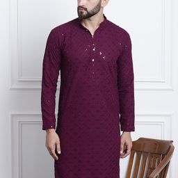 SOJANYA Embellished Mandarin Collar Pure Cotton Kurta-picture-28