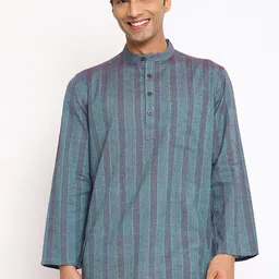 Fabindia Striped Mandarin Collar Pure Cotton Kurta-image-29