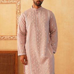 Jompers Geometric Embroidered Mandarin Collar Thread Work Straight Kurta-picture-45