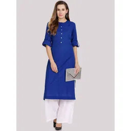 Jivitha Round Neck Roll-Up Cotton Sleeves Straight Kurta-picture-27