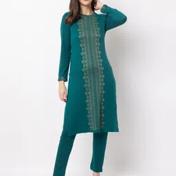 KEIKO Ethnic Motifs Printed Round Neck Acrylic Kurta image 1
