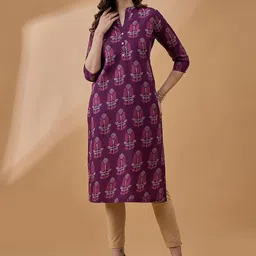 all about you Ethnic Motifs Printed Mandarin Collar Straight Kurta-picture-37