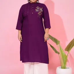 Vbuyz Plus Size Floral Embroidered Kurta-picture-41