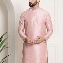 SOJANYA Men Pink & Golden Kurta-picture-30