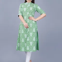 Mintmarie Women Printed Thread Work Asymmetric Kurta image 1