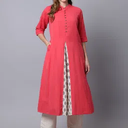 Pistaa Women Peach-Coloured Cotton A-line Kurta-picture-14