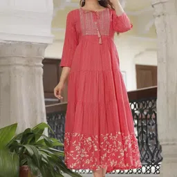 KALINI Geometric Printed Tie-Up Neck Sequined Anarkali Kurta-picture-22