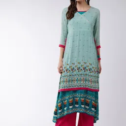 Pannkh Women Green Floral Printed Anarkali Kurta-image-99