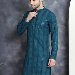 Jompers Embellished Sequinned Mandarin Collar Kurta-picture-22