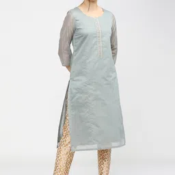 Vishudh Women Grey Gotta Patti Kurta-image-0
