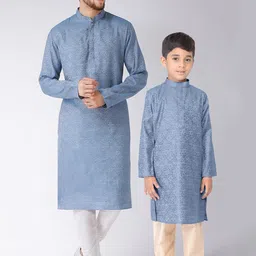 TABARD Boys Blue Floral Printed Straight  Kurta-image-51
