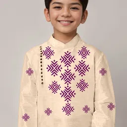 DEVOILER Boys Geometric Printed Round Neck Straight Kurta image 3