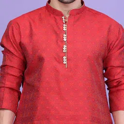 Larwa Men Thread Work Jacquard Kurta image 2