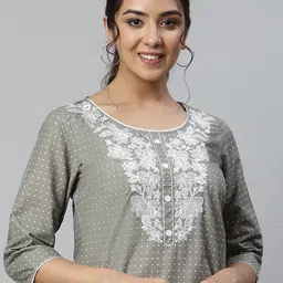 AURELIA Floral Embroidered Thread Work Pure Cotton Kurta image 2