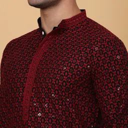 Anouk Abstract Thread Work Mandarin Collar Pathani Kurta image 5