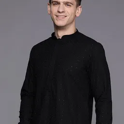 Manyavar Men Striped Thread Work Kurta image 3