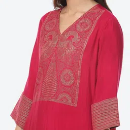 Biba Women Fuchsia Yoke Design A-Line Kurta image 2
