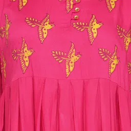 Bitterlime Women Pink Ethnic Motifs Printed Gotta Patti Block Print Anarkali Kurta image 2