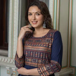 DAEVISH Ethnic Motifs Printed Fit and Flare Maxi Ethnic Dress image 2