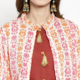 Sera Women Brown Ethnic Motifs Printed Layered Kurta with Palazzos image 2