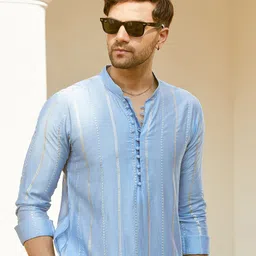 See Designs Sequins & Mirror Work Mandarin Collar Straight Kurta image 2