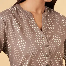 RANGMANCH BY PANTALOONS Geometric Printed Mandarin Collar Cotton A-Line Kurta image 2