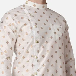 ROYAL KURTA Ethnic Motifs Printed Angrakha Style Summer Sheers Jacquard Silk Kurta image 2