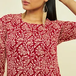 Soch Floral Printed Round Neck Straight Regular Kurta image 4
