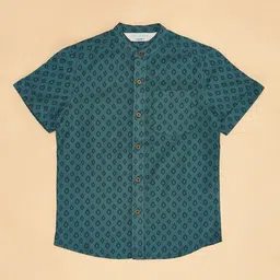 indus route by Pantaloons Boys Geometric Checked Mirror Work Kurta image 2