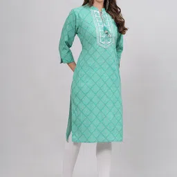 KALINI Bandhani Printed Tie Up Neck Mirror Work Kurta image 3