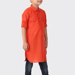Fabindia Boys Red Pathani Kurta image 3