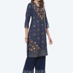 Rangriti Women Blue & Red Ethnic Motifs Printed Kurta image 4