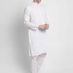 DEVOILER Men Thread Work White Romance Kurta image 3