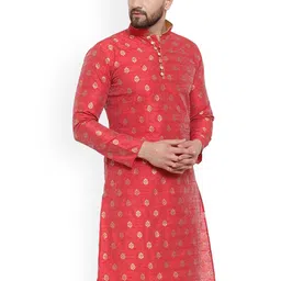 Larwa Ethnic Motifs Printed Mandarin Collar Jacquard Kurta image 2