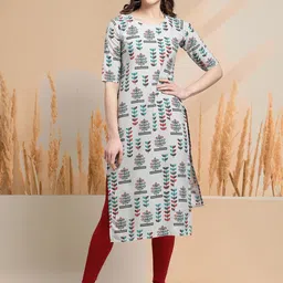 7Threads Women Ethnic Motifs Printed Sequinned Floral Crepe Kurta image 3
