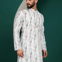 Armaan Ethnic Mandarin Collar Printed Cotton Kurta image 4