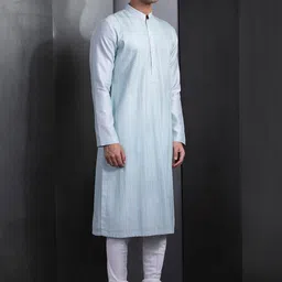 Rohit Gandhi + Rahul Khanna Embroided Cotton Strigth Kurta image 4