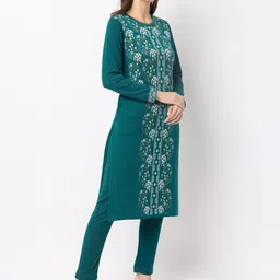 KEIKO Floral Woven Design Acrylic Striaght Kurta image 3