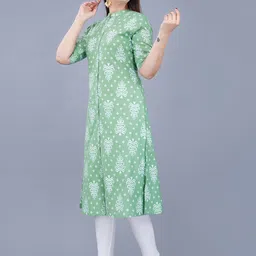 Mintmarie Women Printed Thread Work Asymmetric Kurta image 3